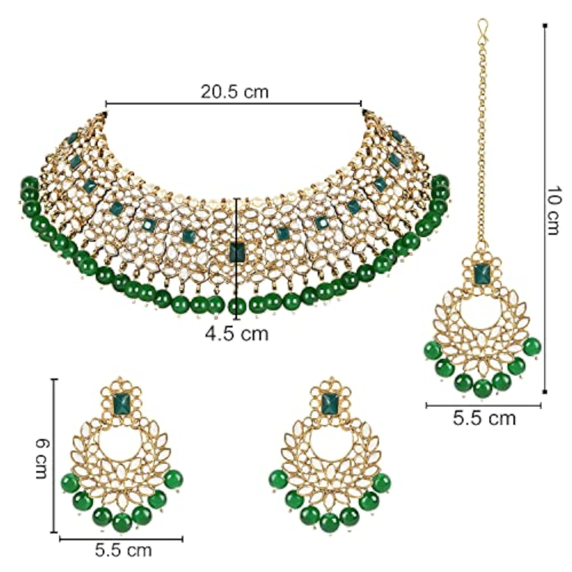 Traditional Pearl Kundan Studded Choker Necklace Set with Maang Tikka